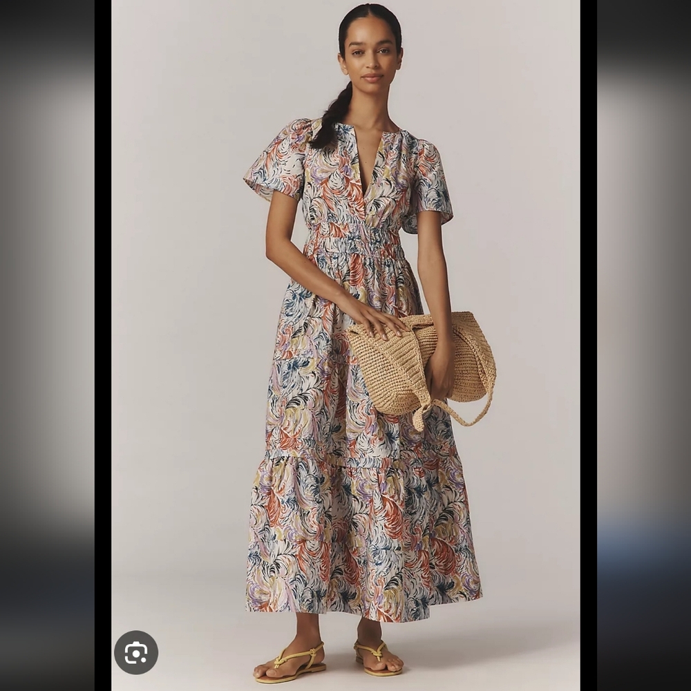 Anthropologie Somerset Multicolor Tiered Maxi Dress